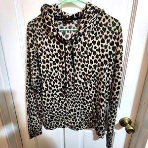 Cheetah Print Hoodie Shirt, Size M